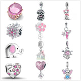 S925 Silver Charms Beads House Flower Elephant Cat Envelope Bracelet Diy