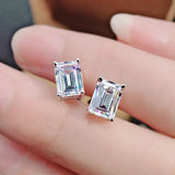 S925 Silver High Carbon Diamond Earrings Square Zircon