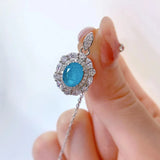 S925 Silver Palaiba Emerald Necklace Pendant