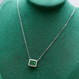 S925 Silver Necklace Emerald Cutting 6 * 8 Summer Jewelry