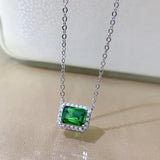 S925 Silver Necklace Emerald Cutting 6 * 8 Summer Jewelry