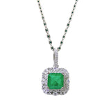 S925 Silver Necklace Retro Pendant Emerald Cutting 7 * 7 Summer