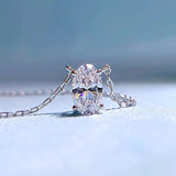 S925 Silver Oval 5*8 Dan Necklace High Carbon Diamond Clavicle Chain Pendant