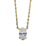 S925 Silver Oval 5*8 Dan Necklace High Carbon Diamond Clavicle Chain Pendant