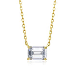 S925 Silver Pagoda Cut Necklace Olive Diamond Clavicle Chain