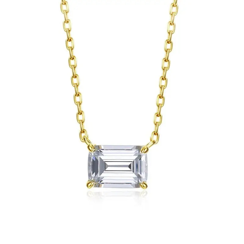 S925 Silver Pagoda Cut Necklace Olive Diamond Clavicle Chain
