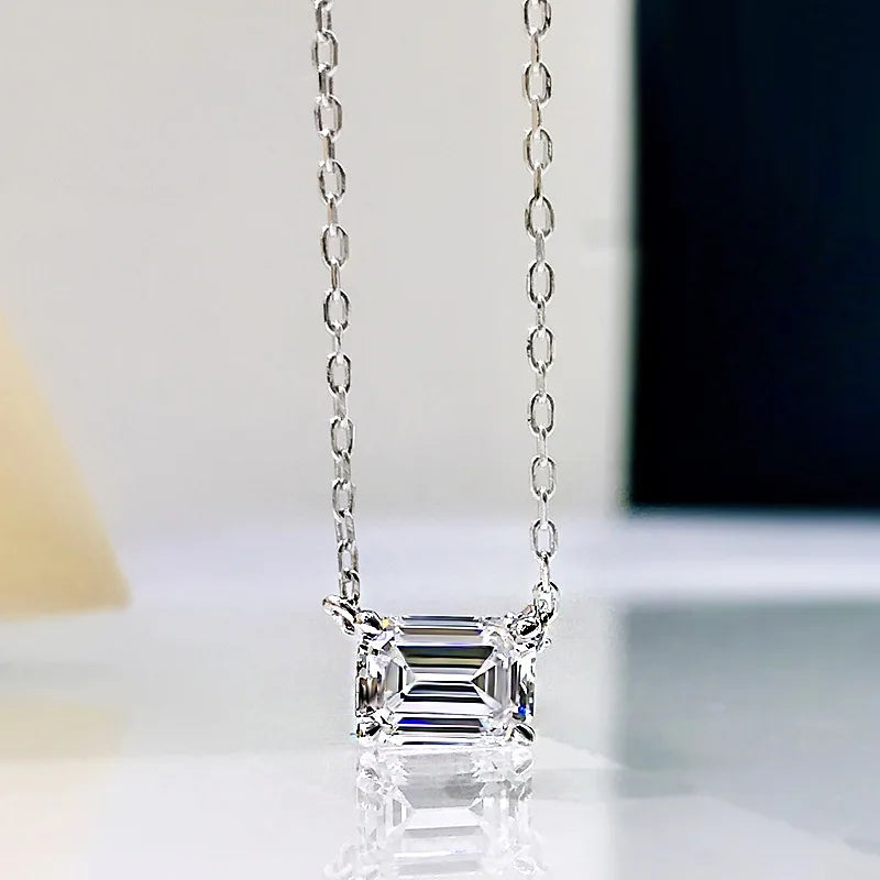 S925 Silver Pagoda Cut Necklace High Carbon Diamond Clavicle Chain