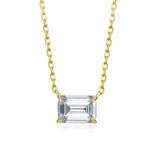 S925 Silver Pagoda Cut Necklace Olive Diamond Clavicle Chain