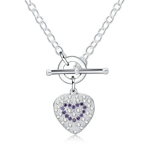 925 Sterling Silver Zircon Heart Necklace, 18 Inches