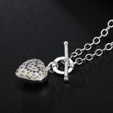 925 Sterling Silver Zircon Heart Necklace, 18 Inches