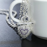 925 Sterling Silver Zircon Heart Necklace, 18 Inches