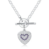 925 Sterling Silver Zircon Heart Necklace, 18 Inches