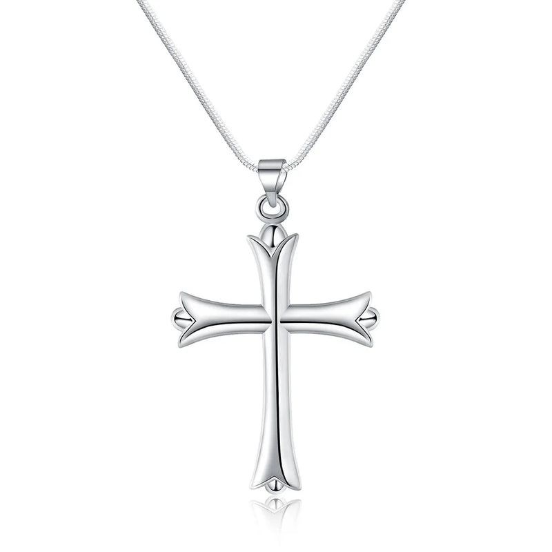 S925 Sterling Silver Cross Necklace 18" Wedding Gift