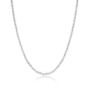 S925 Sterling Silver 2mm 16-30 Inches Rope Chain Necklace