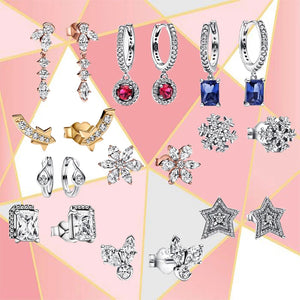 Sterling Silver Glitter Ring & Snowflake Earrings Set