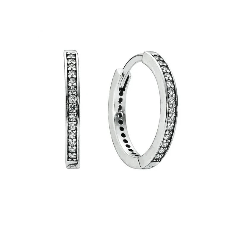 S925 Silver CZ Hoop Earrings Women Gift
