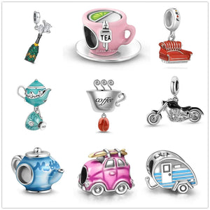 Silver Coffee RV Champagne Motorcycle Sofa Pendant Charm