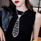 Sexy Rhinestone Tie Long Necklace Women's Bow Tie Diamond Clothing Tie