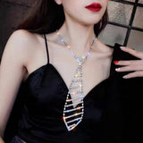 Sexy Rhinestone Tie Long Necklace Women's Bow Tie Diamond Clothing Tie