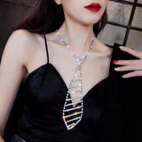 Sexy Rhinestone Tie Long Necklace Women's Bow Tie Diamond Clothing Tie