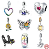 Silver Heart Butterfly Sun Cat Paw Bead Gift For Women