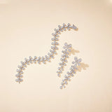 Silver Zircon Feather Earrings for Women's Banquet Wedding