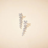Silver Zircon Feather Earrings for Women's Banquet Wedding