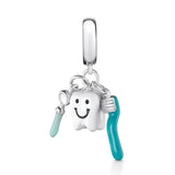 Silver Teeth Dentist First Aid Kit Jigsaw Pendant Charm