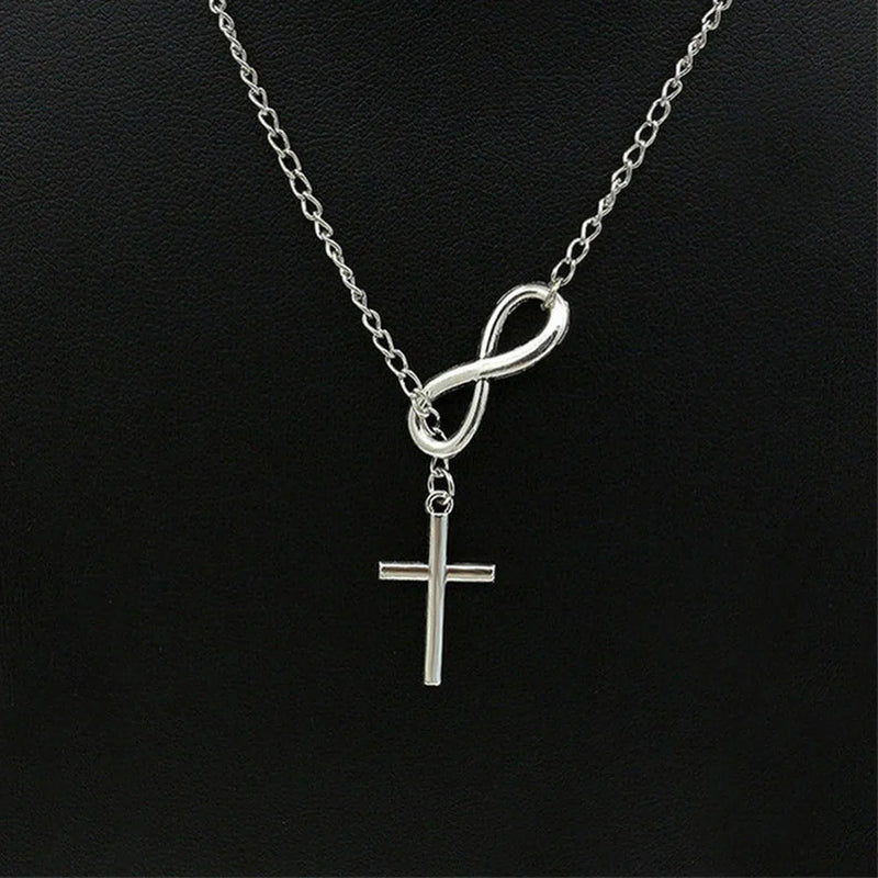 Stainless Steel Infinity Charm Cross Pendant Necklace Gift
