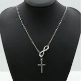 Stainless Steel Infinity Charm Cross Pendant Necklace Gift