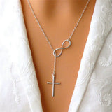 Stainless Steel Infinity Charm Cross Pendant Necklace Gift