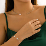 Silver Metal Round Beads Choker Necklace For Women