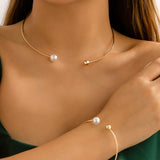 Silver Metal Round Beads Choker Necklace For Women