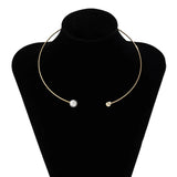 Silver Metal Round Beads Choker Necklace For Women