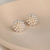 Pearl Ball Stud Earrings Women's Light Jewelry