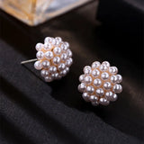 Pearl Ball Stud Earrings Women's Light Jewelry