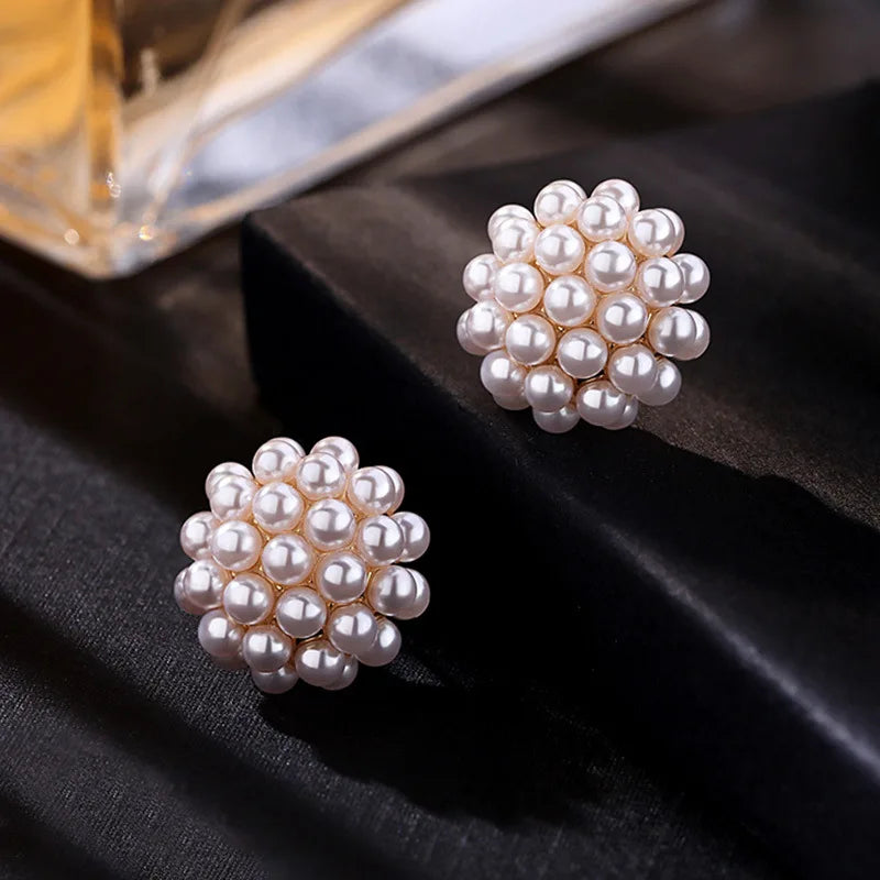 Pearl Ball Stud Earrings Women's Light Jewelry