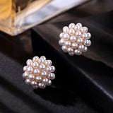 Pearl Ball Stud Earrings Women's Light Jewelry