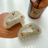 Gray Grid Hair Clip Claw with Synthetic Stones