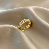 Temperament Rhinestone Zircon Adjustable Ring Girls Party Banquet Jewelry Gift