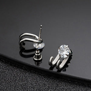 Zircon Stud Earrings Hip-hop Hook Shape Earrings Women Men Party Jewelry