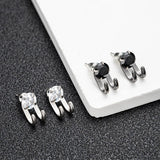 Zircon Stud Earrings Hip-hop Hook Shape Earrings Women Men Party Jewelry