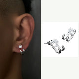 Zircon Stud Earrings Hip-hop Hook Shape Earrings Women Men Party Jewelry