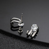 Zircon Stud Earrings Hip-hop Hook Shape Earrings Women Men Party Jewelry