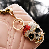 Skull Metal Car Key Chain Colorful Rhinestone Keychain Women Pendant Gift
