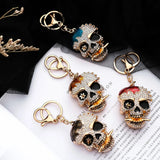 Skull Metal Car Key Chain Colorful Rhinestone Keychain Women Pendant Gift