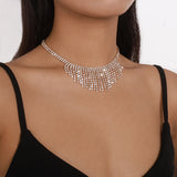 Double Layer Crystal Pendant Necklace Tassel Style