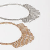 Double Layer Crystal Pendant Necklace Tassel Style