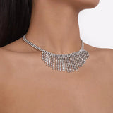 Double Layer Crystal Pendant Necklace Tassel Style
