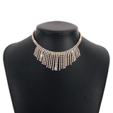 Double Layer Crystal Pendant Necklace Tassel Style